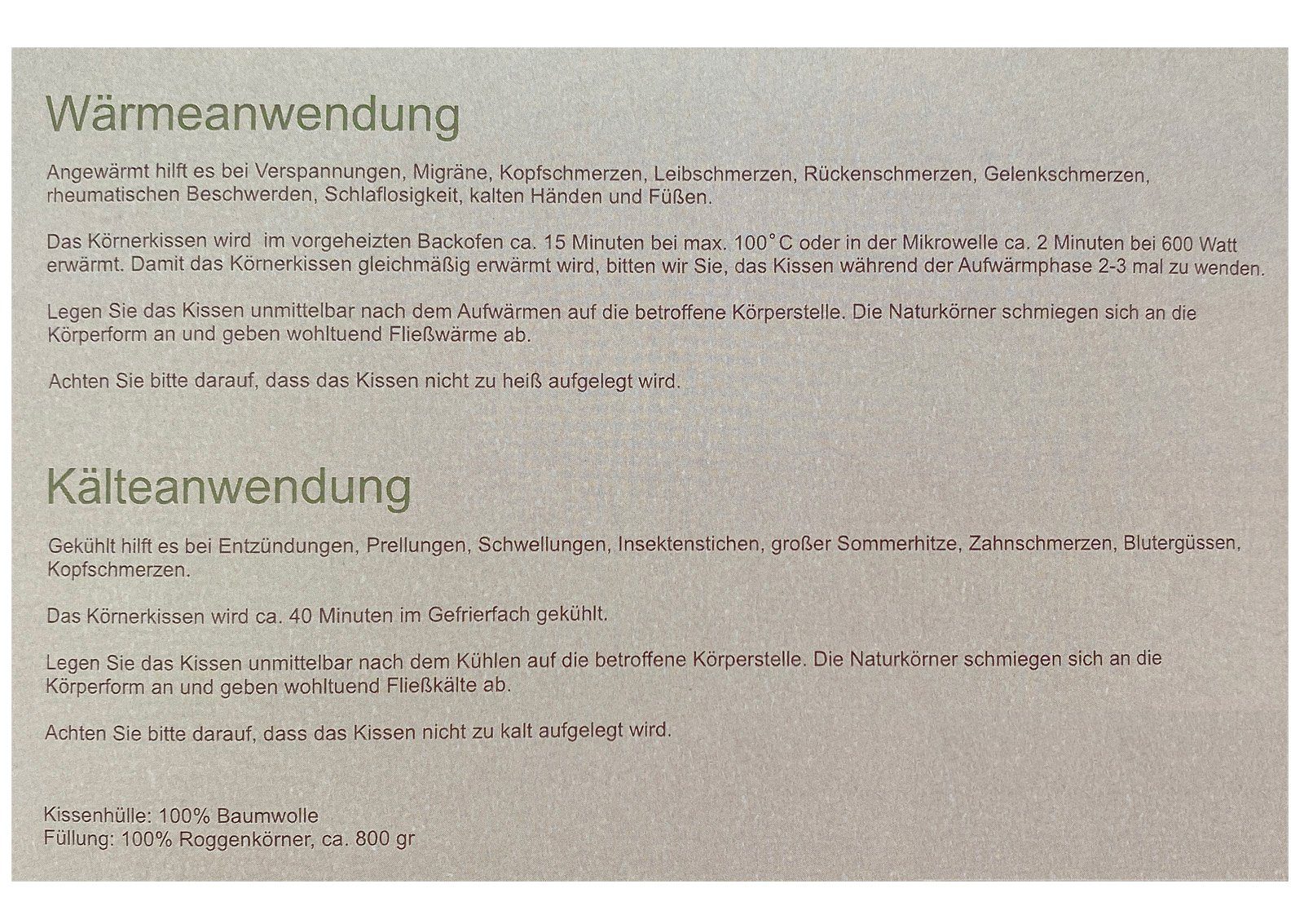 heimtexland Wärmekissen Roggen Natur Körnerkissen Kälte- und Wärmekissen, (Typ752), 4 Kammern,Roggen-Füllung,Kälte- und Wärmeanwendung
