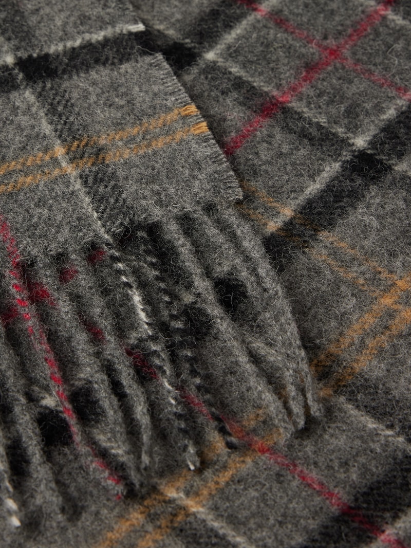 Schal aus Lanawolle mit Tartan-Muster in anthrazit