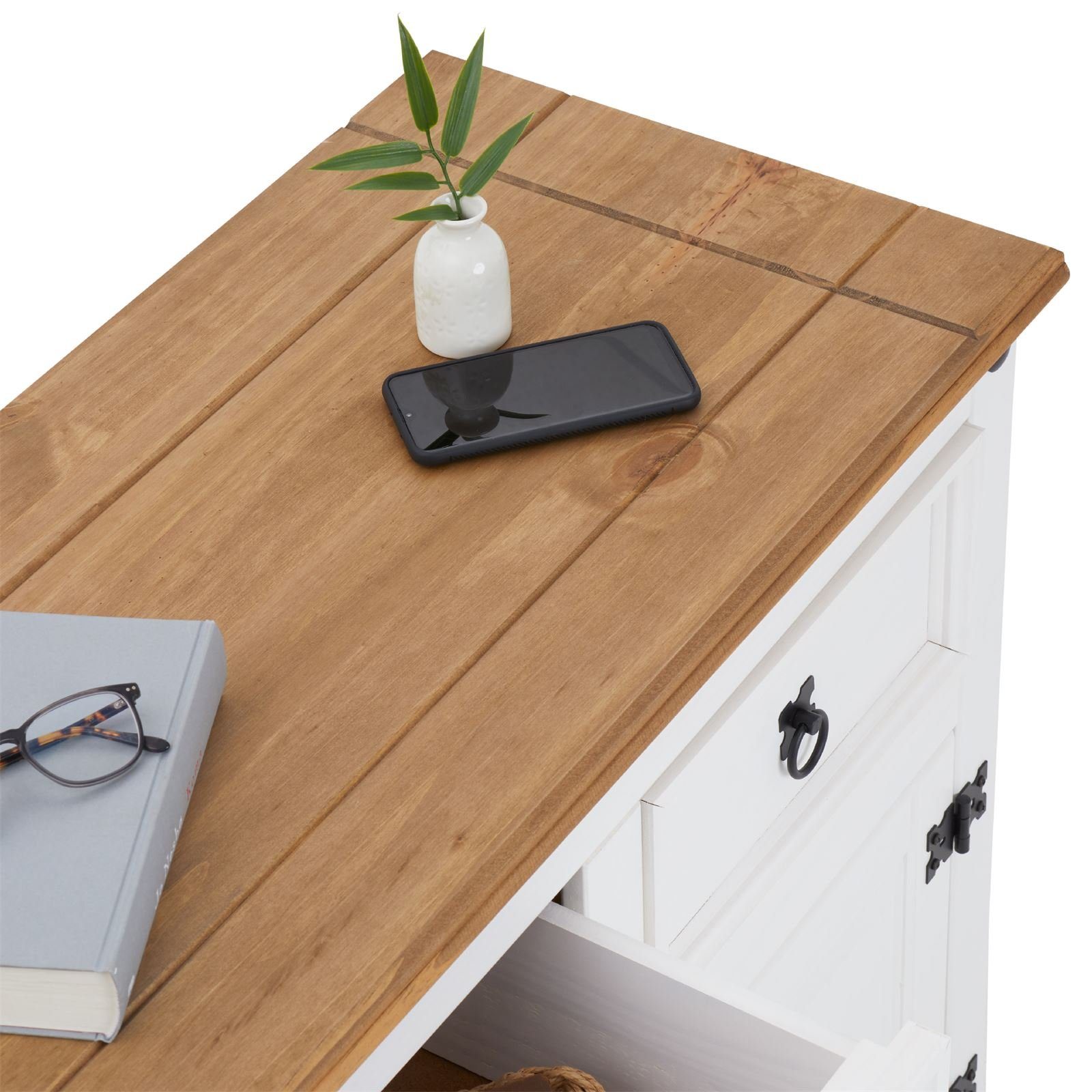 CARO-Möbel Sideboard CAMPO, Sideboard Kommode Highboard Möbel Kiefer massiv weiß Buffetschrank Ges