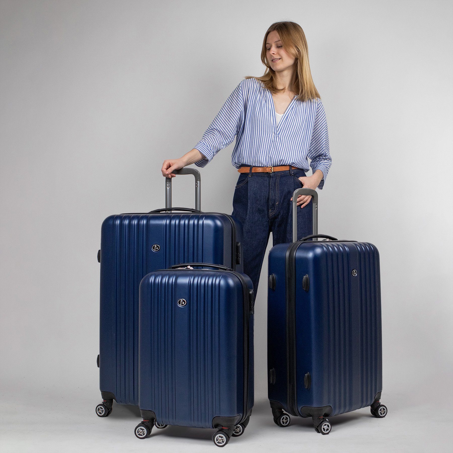 FERGÉ Kofferset 3 teilig Hartschale Toulouse, Trolley 3er Koffer Set, Reisekoffer 4 Rollen, Premium Rollkoffer