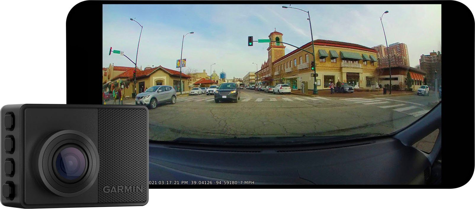 Garmin DASH CAM™ 67W Dashcam (QHD, Bluetooth, WLAN (Wi-Fi)