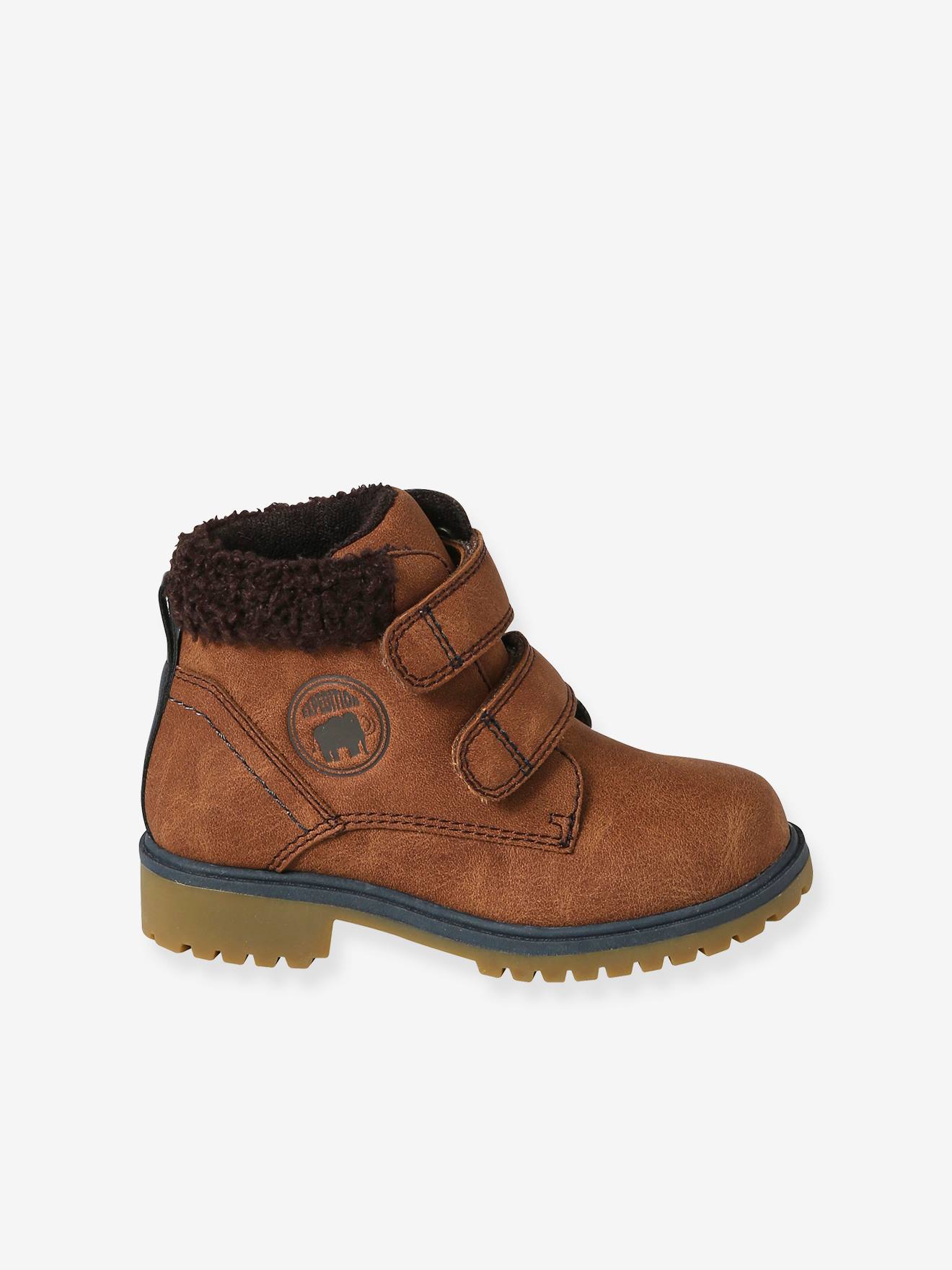 Vertbaudet Warme Kinder Klett-Boots mit Anziehtrick - camel