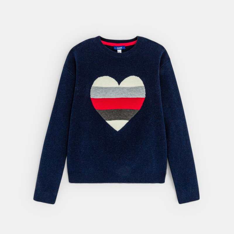 Pull motif cœur gris Fille