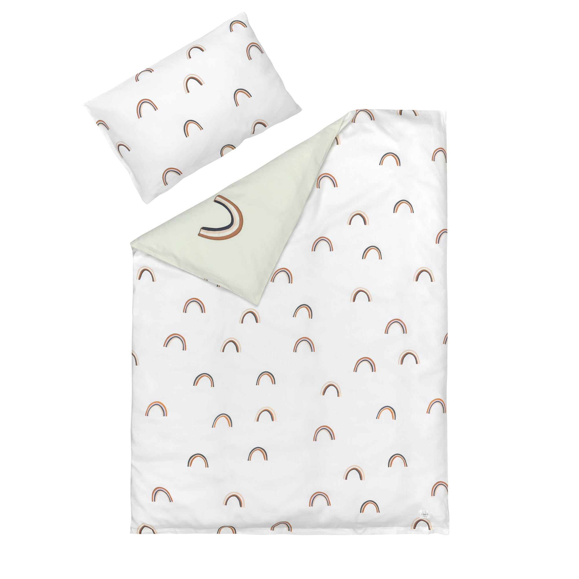 Bettwäsche Set Kinder - Bio Baumwolle, Regenbogen, Grün Milky