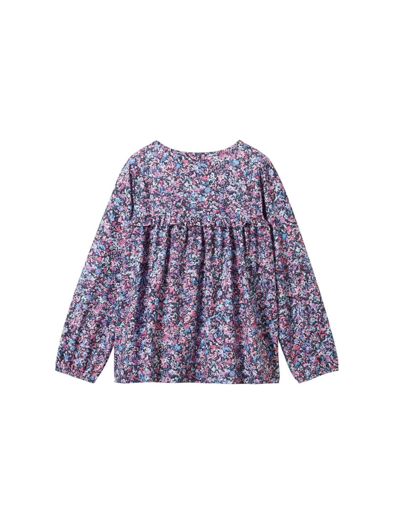 TOM TAILOR Carmenbluse Gemusterte Bluse mit recyceltem Polyester