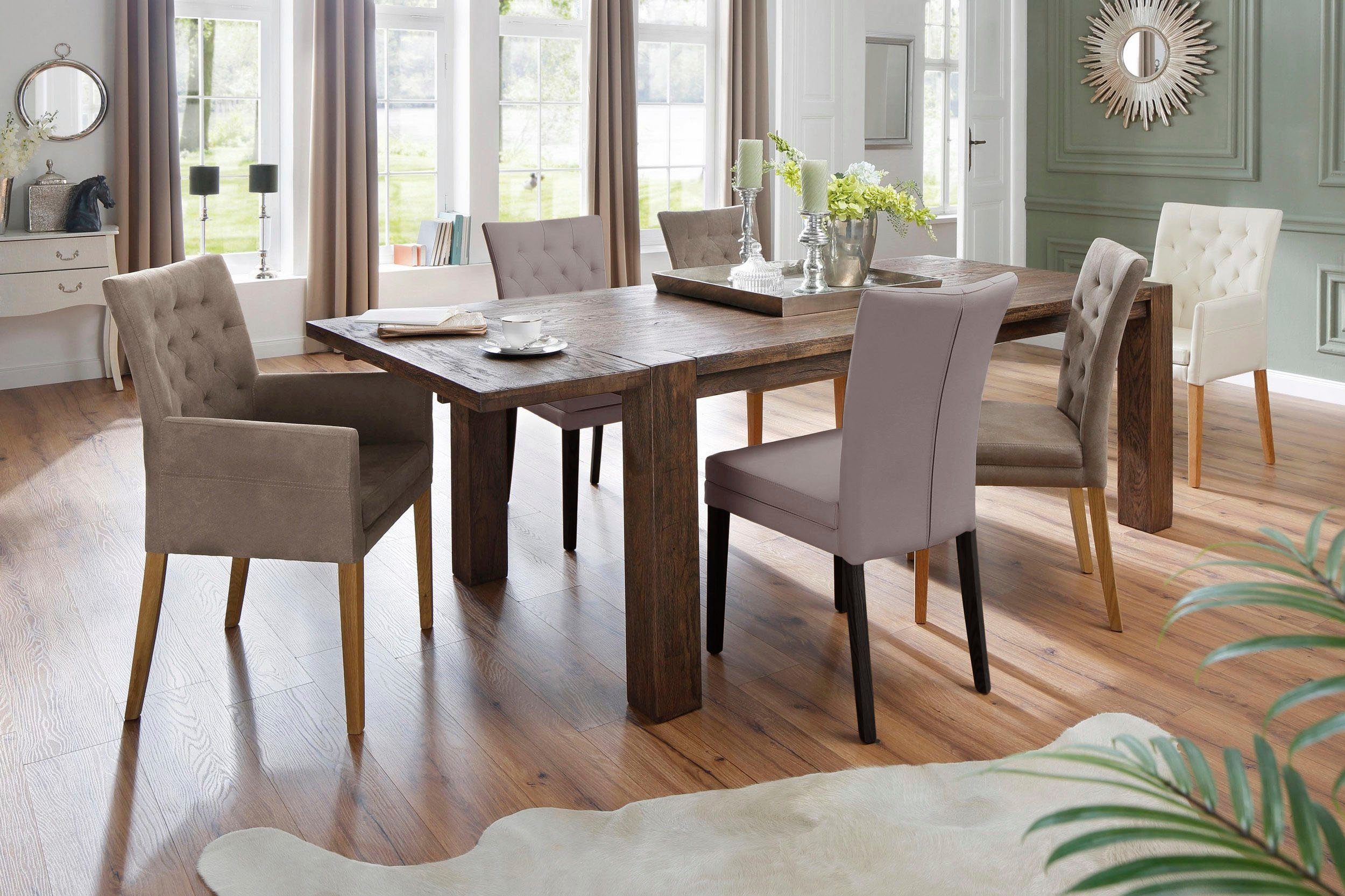 Home affaire 4-Fußstuhl Colorado (Set, 2 St), Beine aus Buche, wengefarben lackiert, Im 2er, 4er oder 6er-Set
