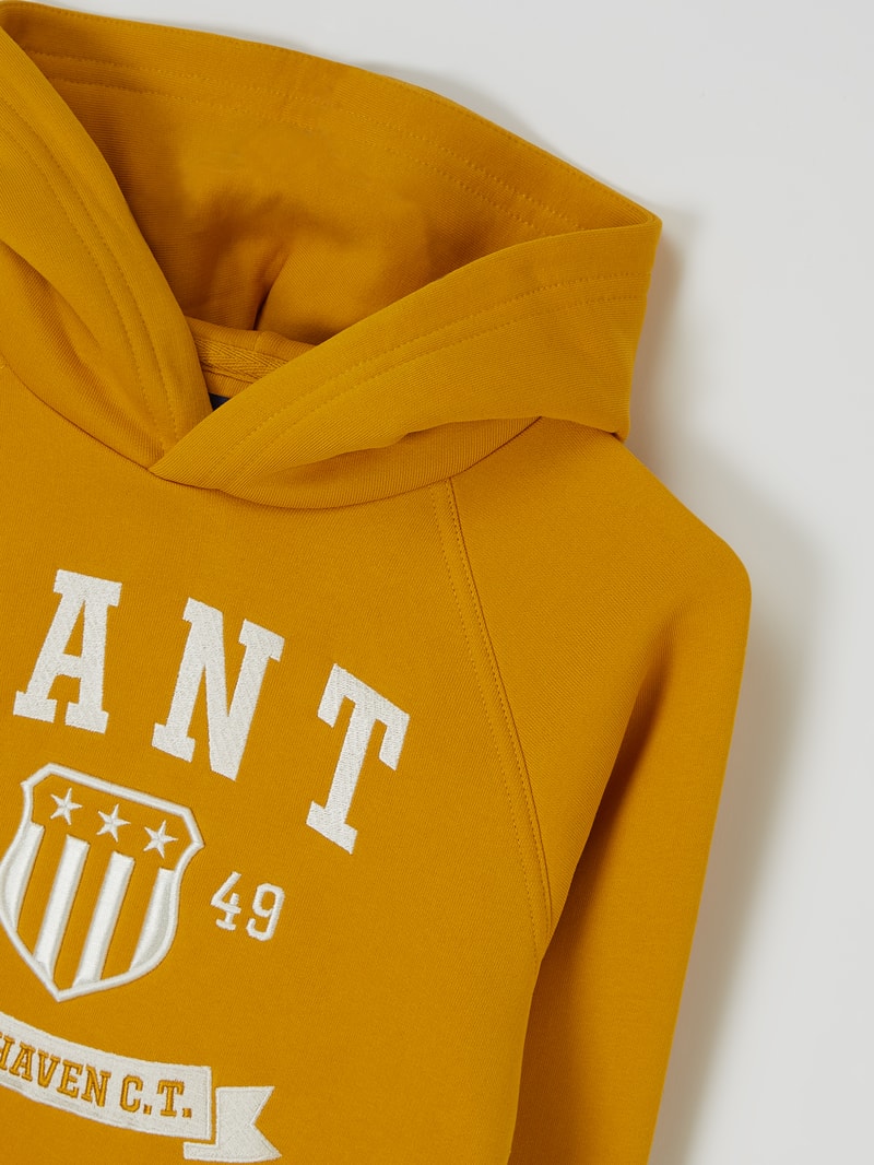 Hoodie mit Logo-Stickerei in gelb