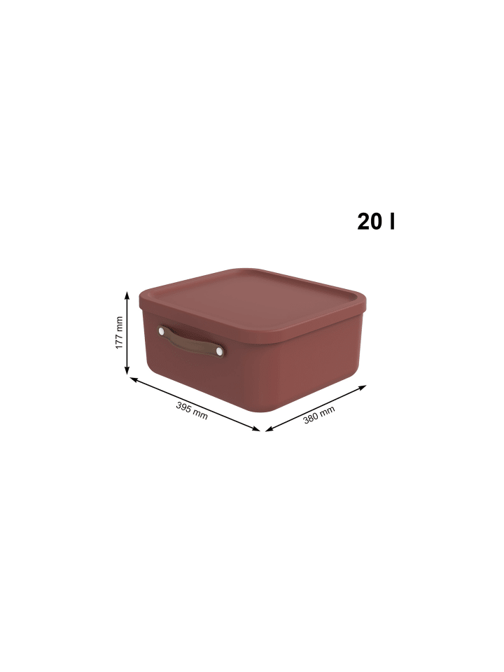 Rotho 2er-Set Kiste mit Deckel Maloja 20l in Iron rot günstig kaufen onesize