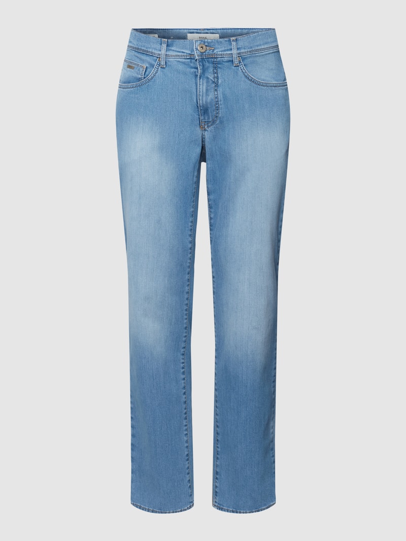 Straight Fit Jeans mit Label-Patch Modell 'Cadiz' in hellblau