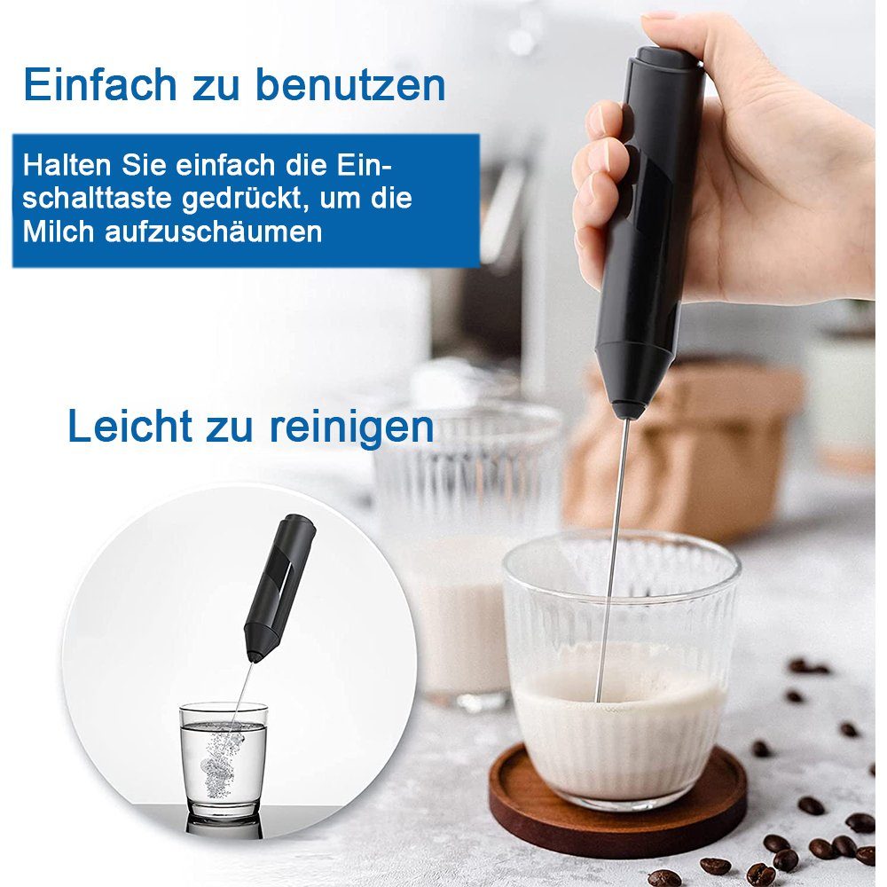 zggzerg Milchaufschäumer Milchaufschäumer Handheld für heiße Schokolade, Frappe, Latte