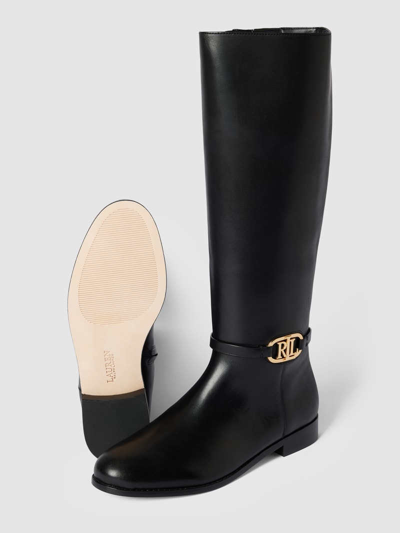 Stiefel mit Label-Details Modell 'BRIDGETTE' in schwarz