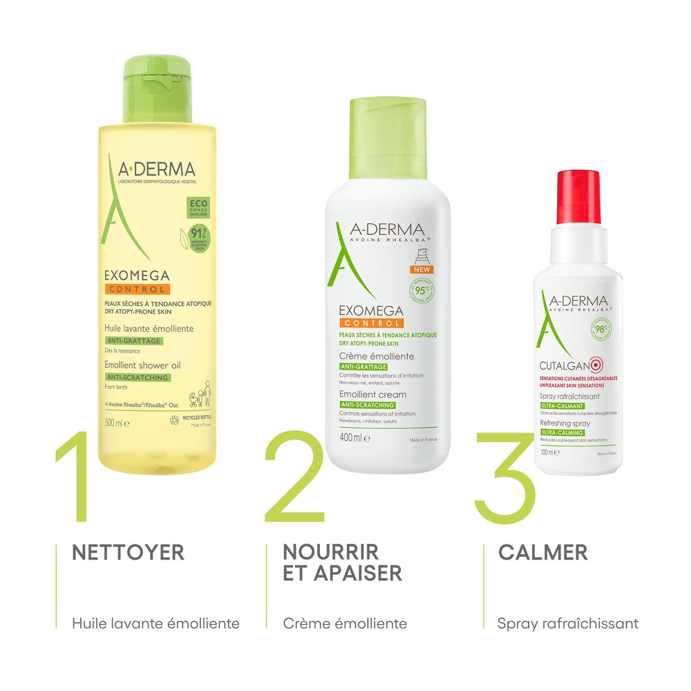 A-Derma Exomega Control - Huile lavante emollien te anti-grattage eco recharge 500ml Huile lavante
