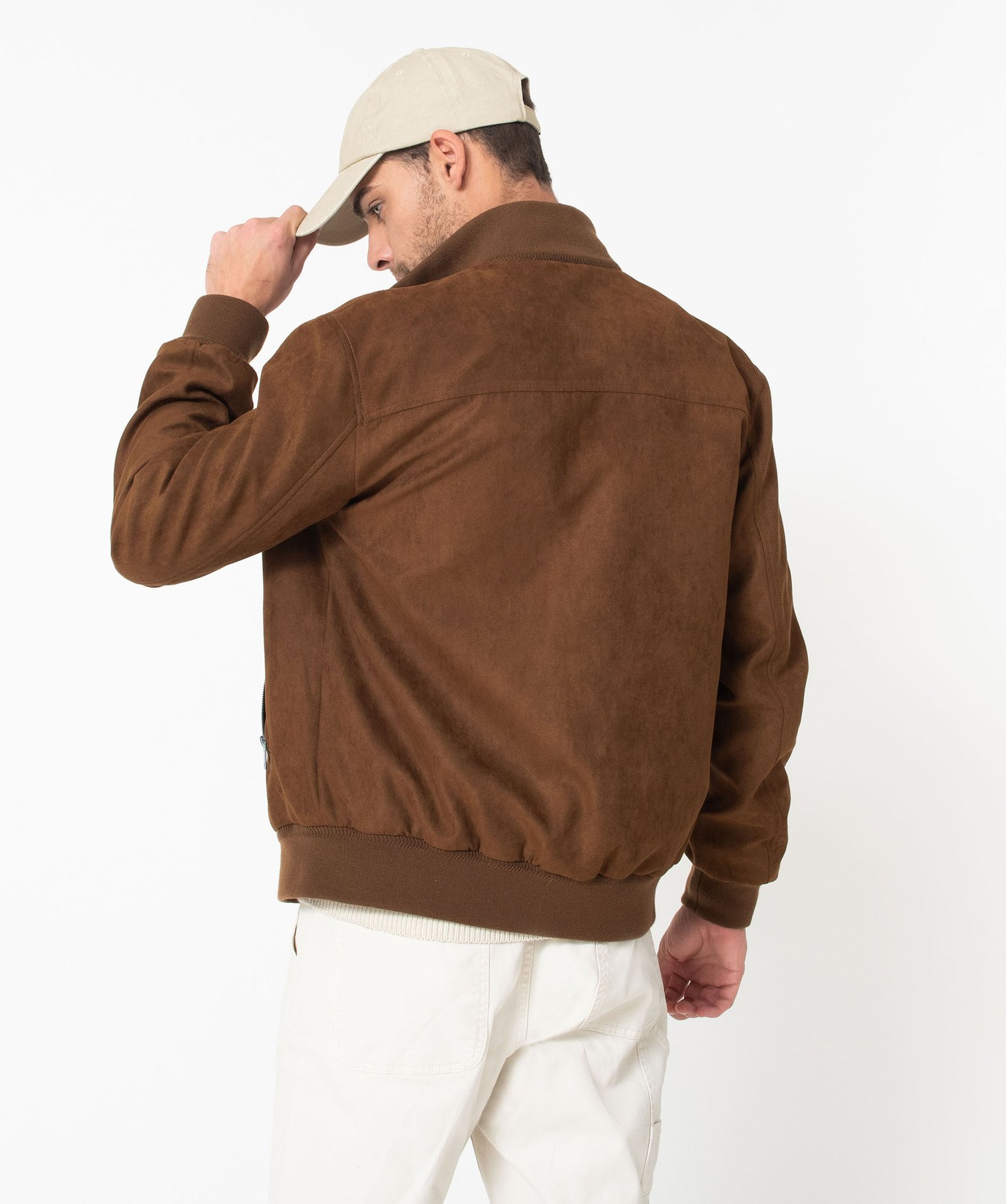 Blouson suédine à col montant homme marron | GEMO