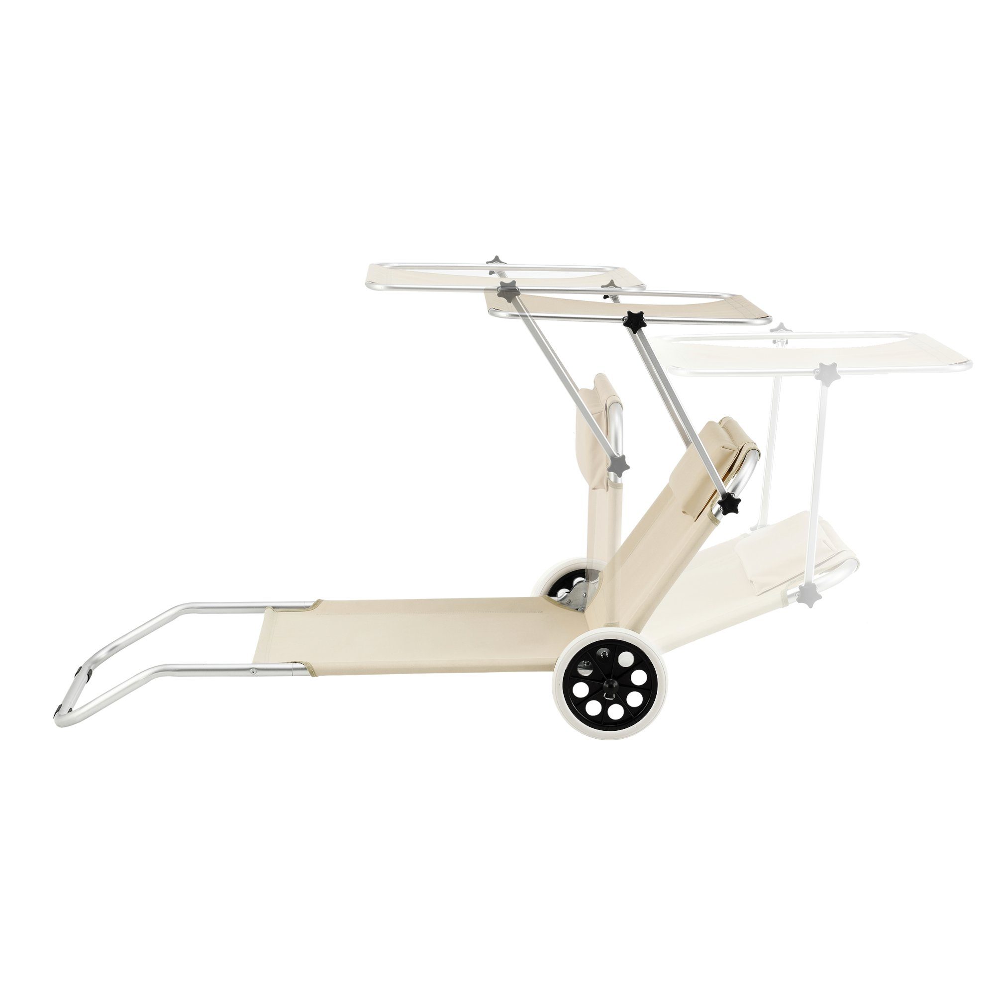 en.casa Gartenliege, Lazkano Sonnenliege mit Rollen Aluminium 150x62cm Beige