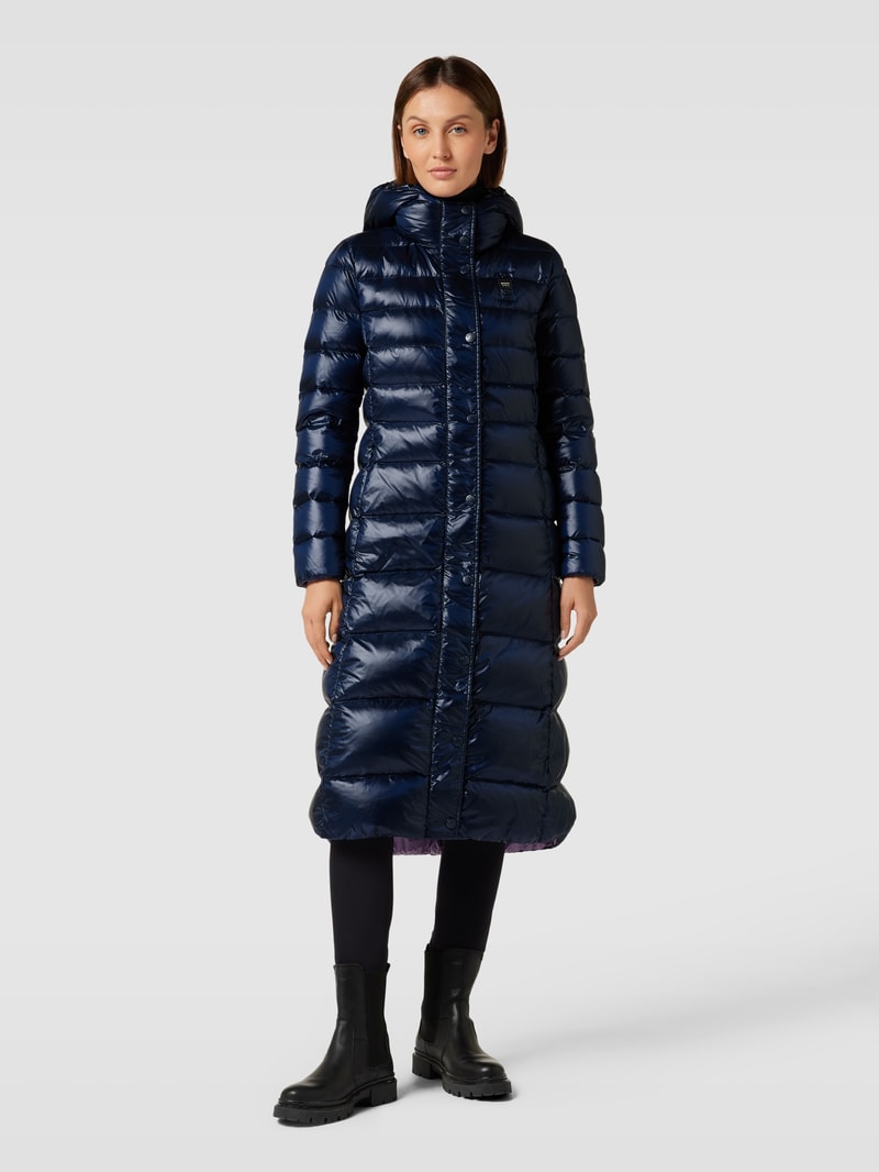 Steppmantel mit Kapuze in marineblau