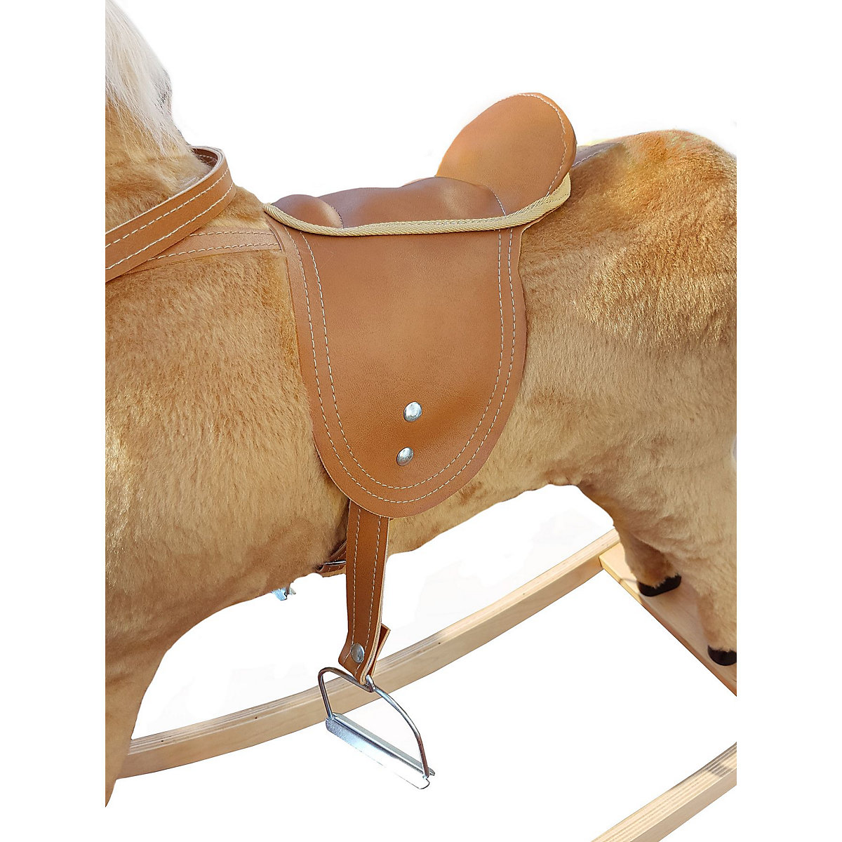 Großes Plüschpferd wie Haflinger Schaukelpferd Holzpferd hellbraun