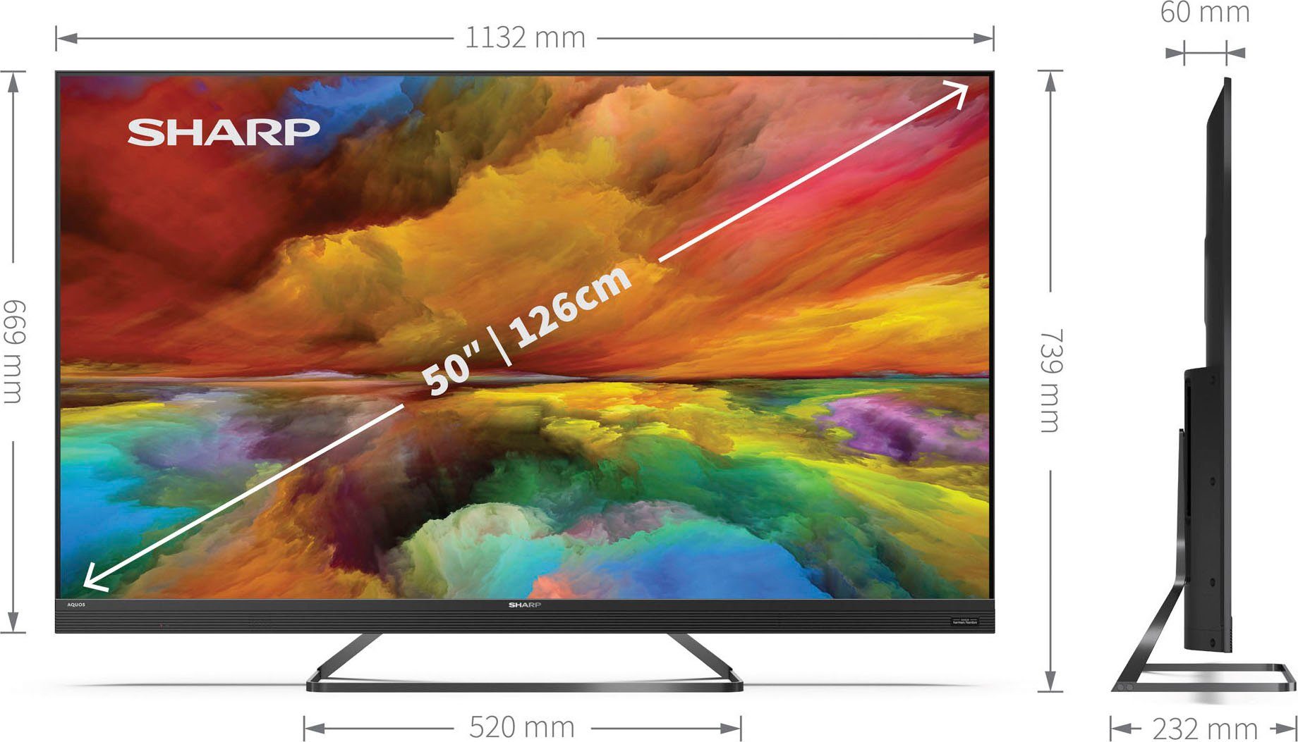 Sharp 4T-C50EQx LED-Fernseher (126 cm/50 Zoll, 4K Ultra HD, Android TV, Smart-TV)