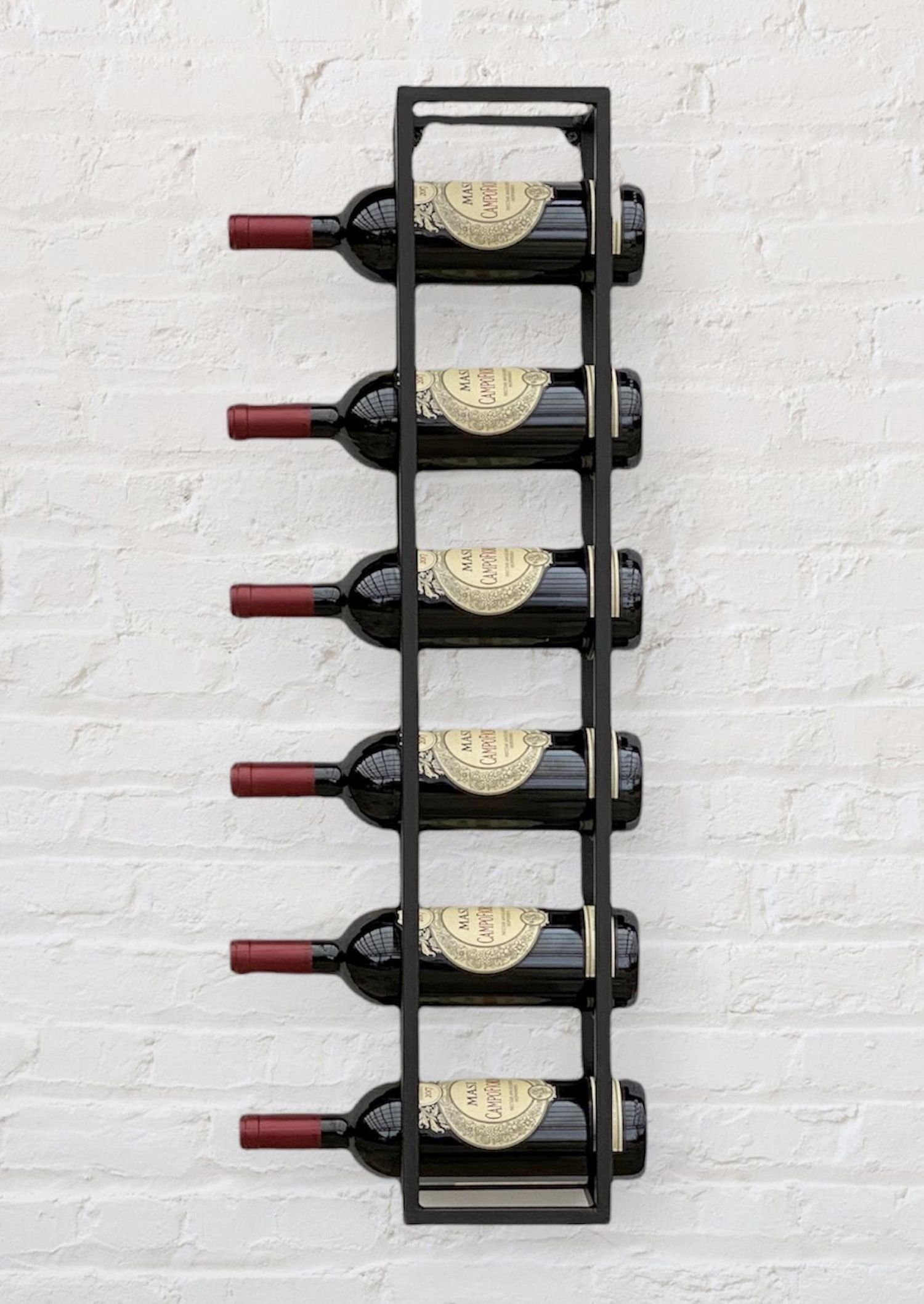 DanDiBo Weinregal DanDiBo Weinregal Metall Wand 80 cm Schwarz Flaschenregal 96238 Flaschenhalter Wandmontage Modern Wandhalter Wandregal für 6 Flaschen