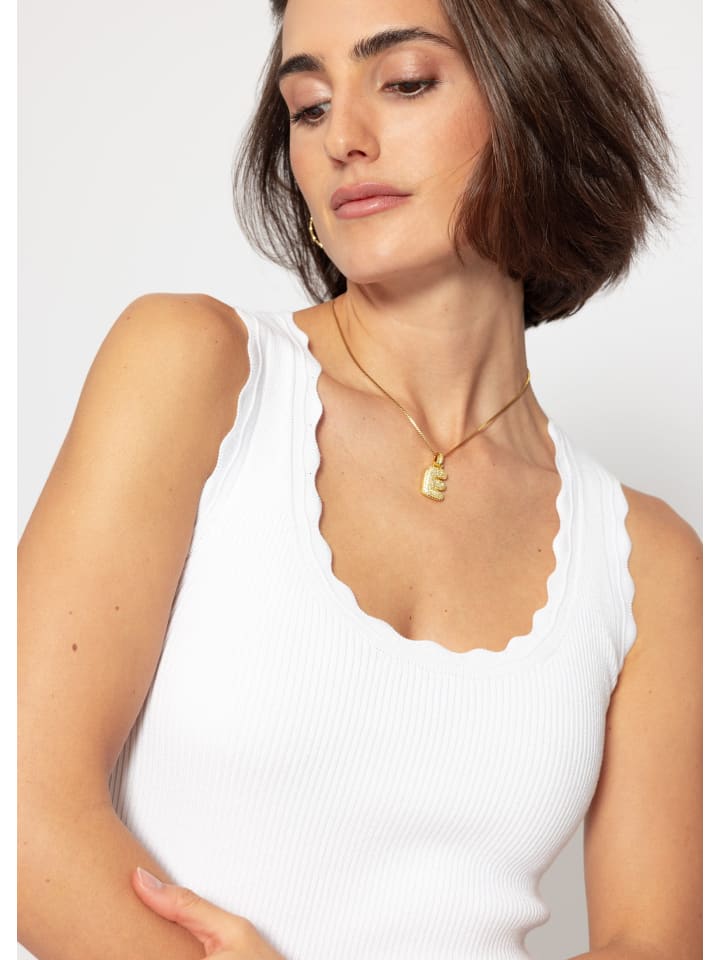 SASSYCLASSY Tank Top mit Bogenkante in Weiß günstig kaufen