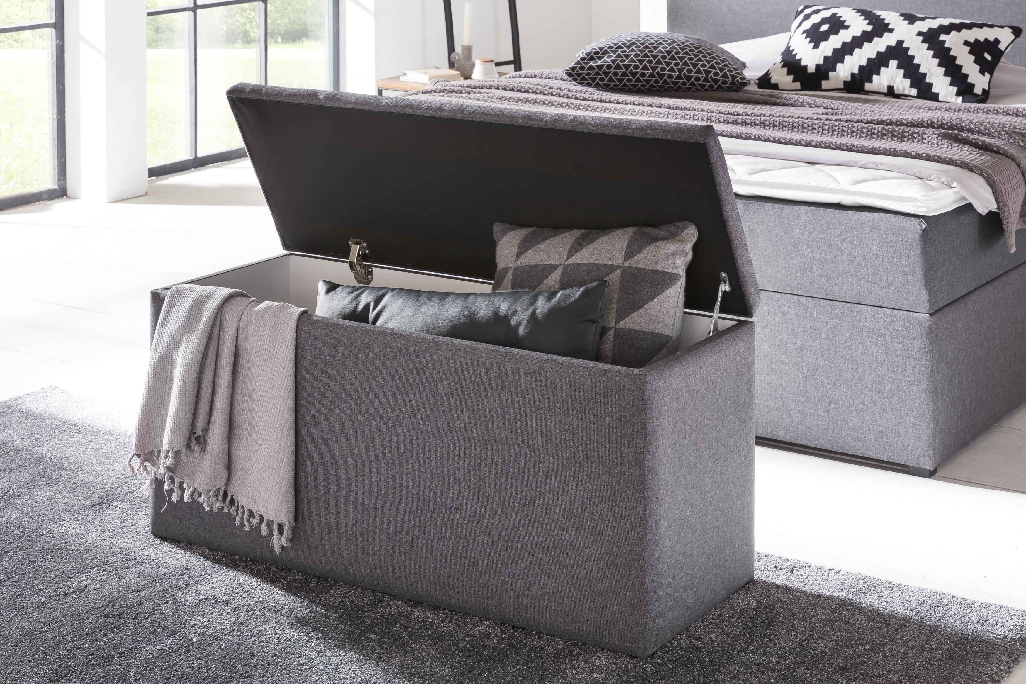 Möbelfreude Betttruhe Nelli, Anthrazit, Aufbewahrungsbox für Boxspringbetten und Polsterbetten