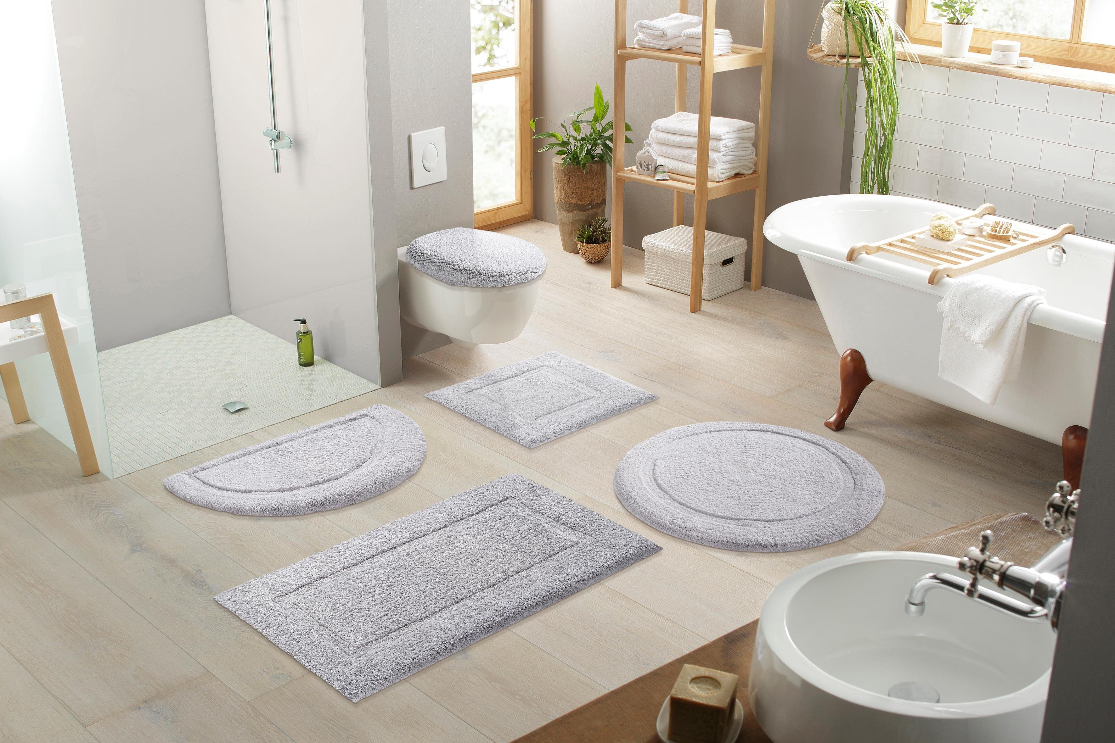 Badematte Luana andas, Höhe 13 mm, fußbodenheizungsgeeignet, schnell trocknend, strapazierfähig, Baumwolle, rechteckig, Hoch-Tief-Effekt, weich, trocknergeeignet, pflegeleicht, Uni-Farben
