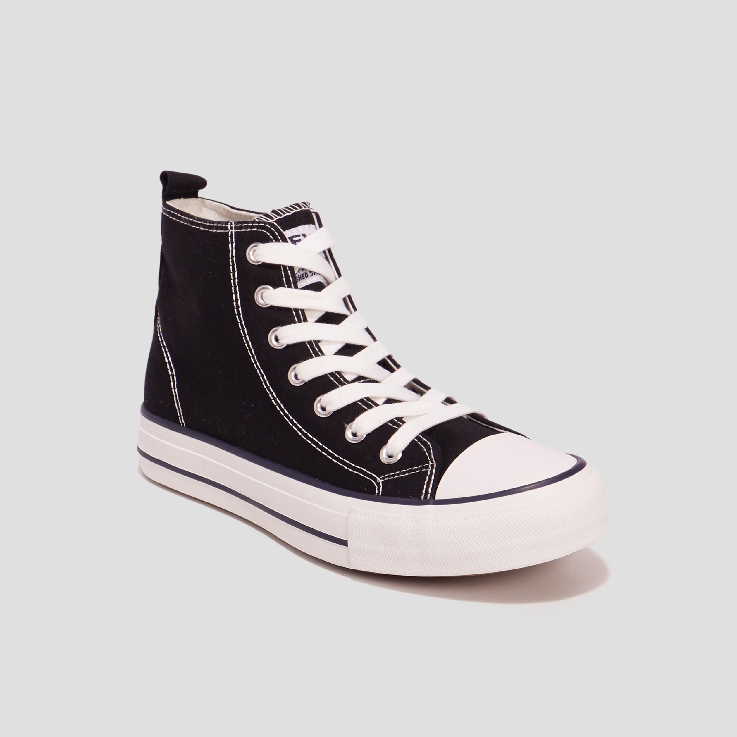 Baskets montantes en toile Creeks noir femme | La Halle