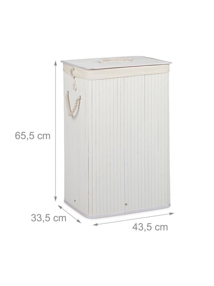 relaxdays Wäschekorb in Weiß - (B)43,5 x (H)65,5 x (T)33,5 cm günstig kaufen onesize