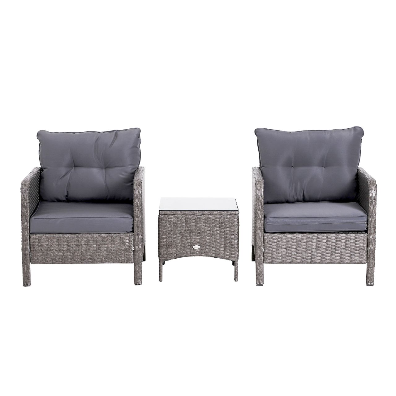 Outsunny 5-tlg. Polyrattan Gartenmöbel Sitzgruppe Gartenset Sofagarnitur mit Kissen Dunkelgrau