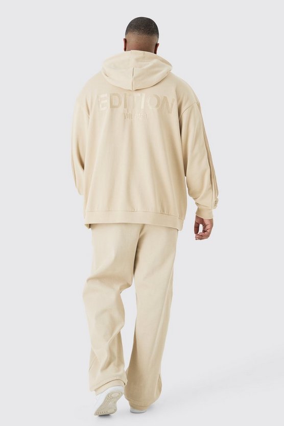 Plus Oversize Hoodie mit Edition-Print und 1/4 Reißverschluss