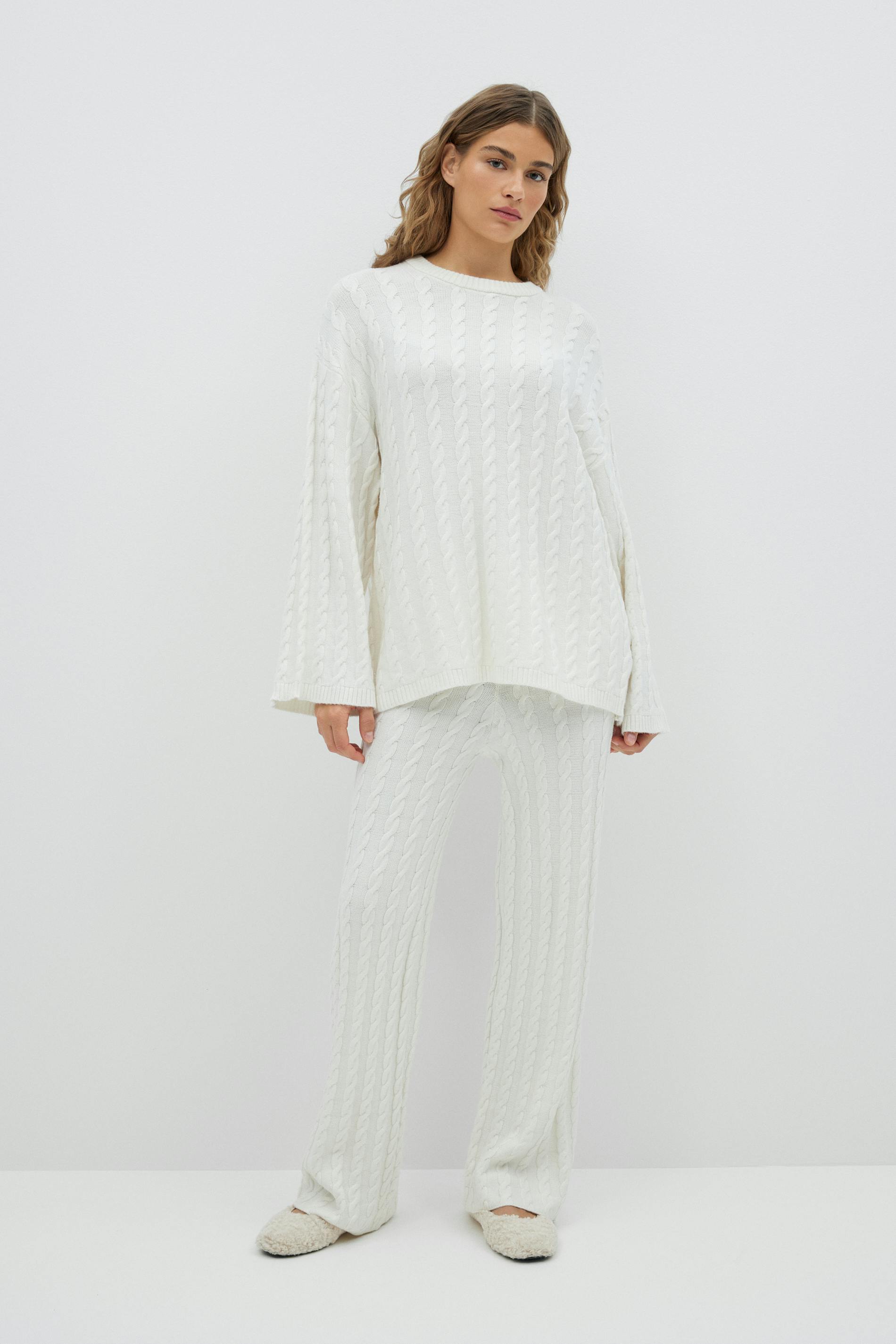 Knitted cable trousers