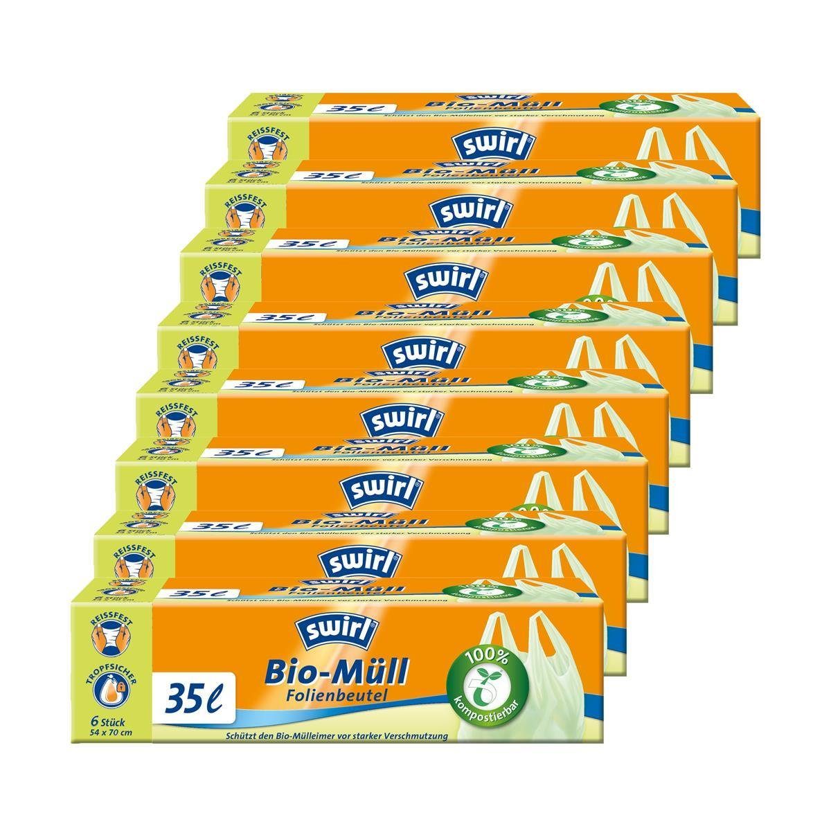 Swirl Müllbeutel Swirl Bio-Müll Folien-Beutel 35l mit Tragegriff 6stk./Rolle (8er Pack