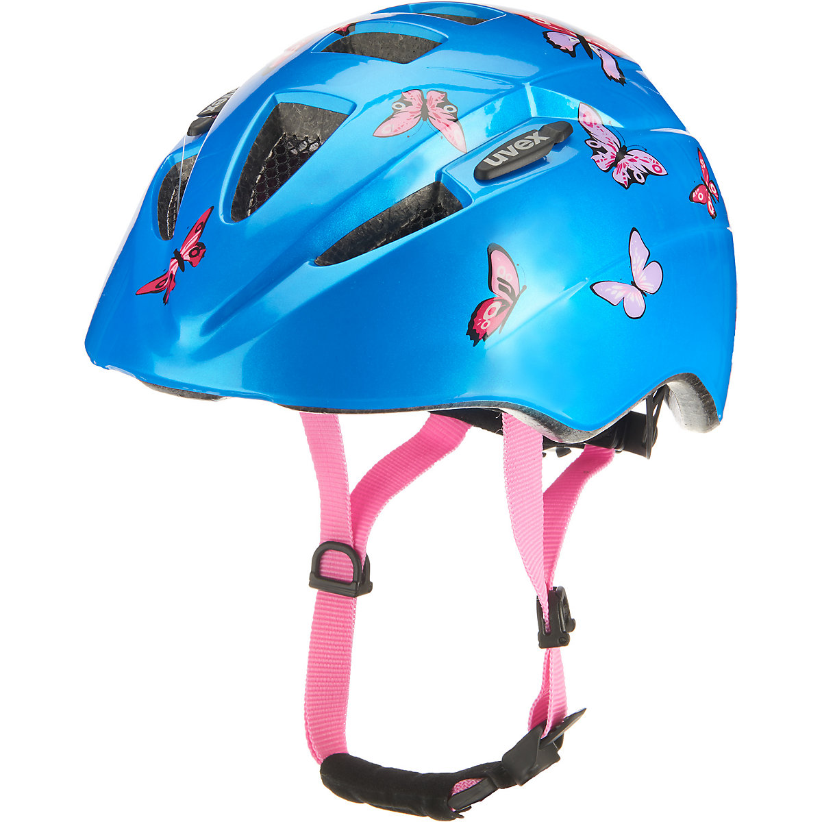 Fahrradhelm kid 2 butterfly Gr. 46-52, blau/rosa