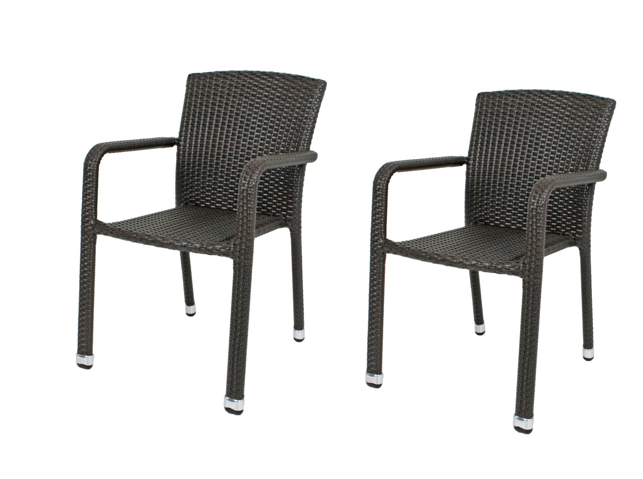 Garden Pleasure Stapelstuhl (2 St), 2x Stapelstuhl Armstuhl Balkon Terrasse Stuhl Stühle Sessel Rattan