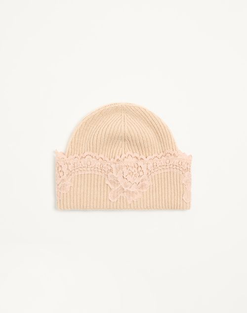 Gorro VLogo Signature em cashmere e renda
