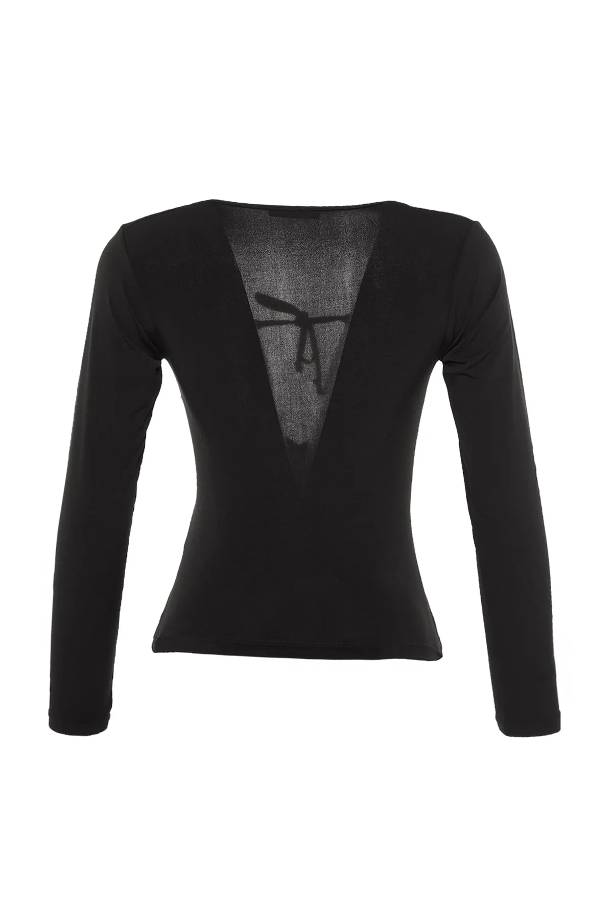 Trendyol Collection  Schwarze, schmale, dehnbare Strickbluse mit Neckholder TWOAW23BZ00093