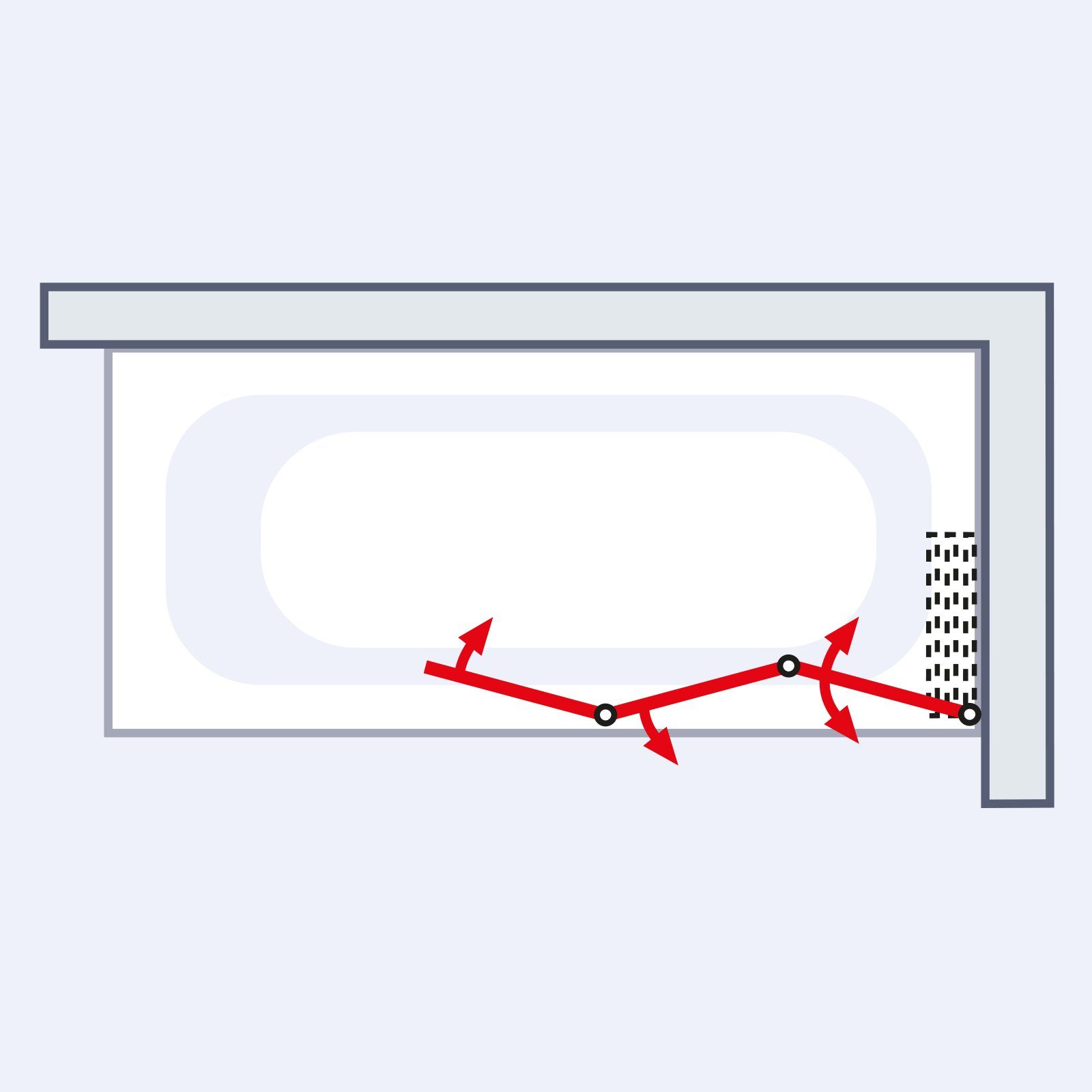 Schulte Badewannenaufsatz Well, 3 mm Sicherheitsglas, (3 tlg), BxH: 127 x 140 cm