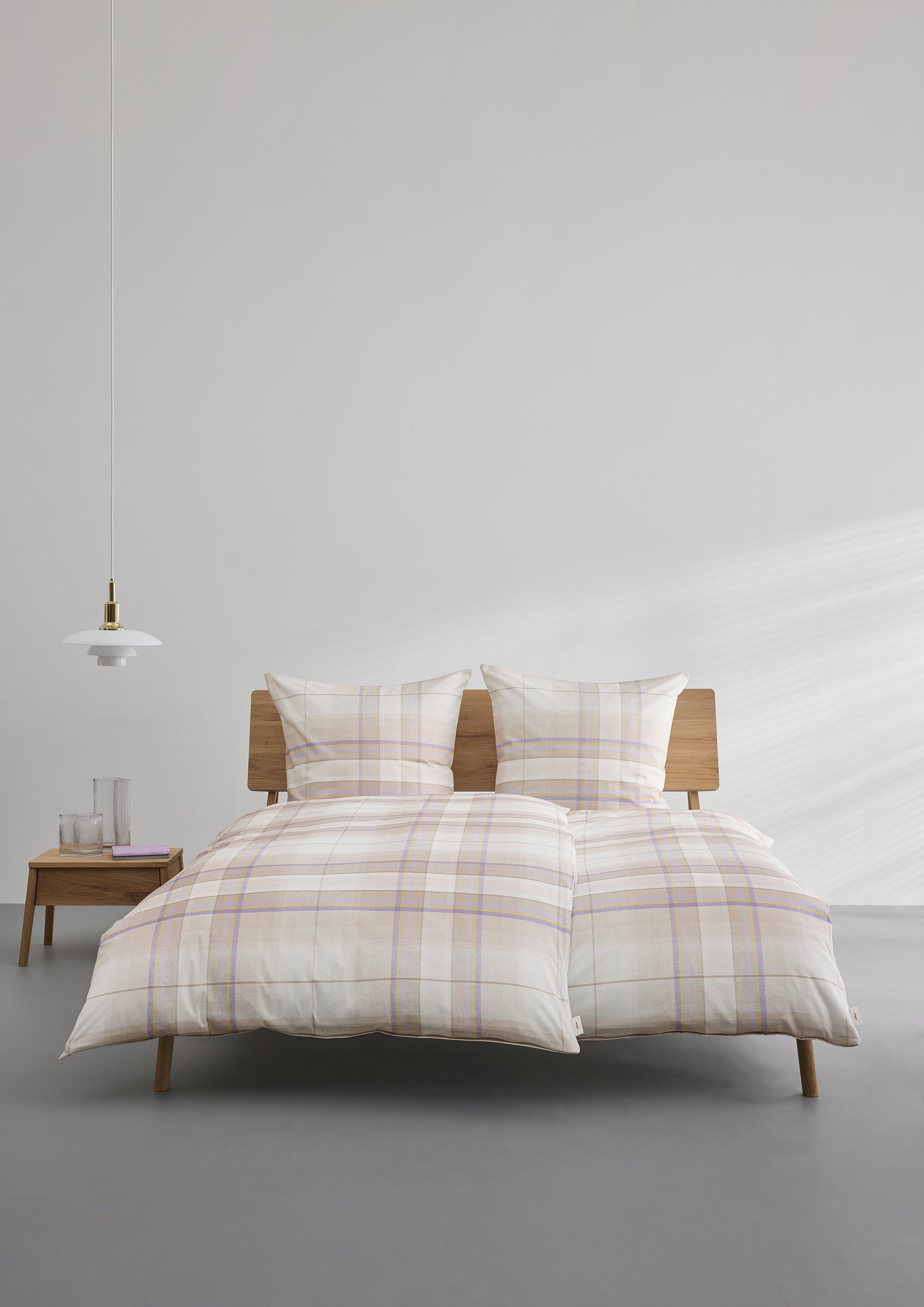 Karierte Bettwäsche aus Baumwollsatin  6008173-350