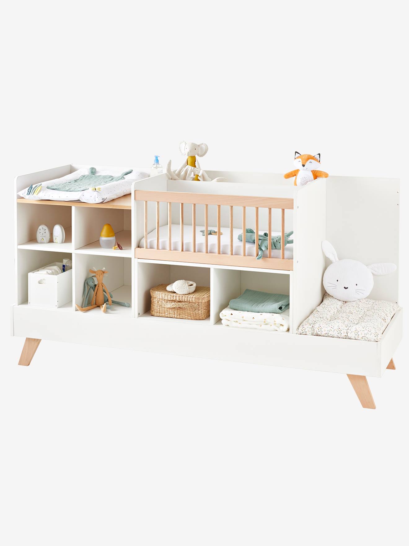 Vertbaudet Kinderzimmer 4-in-1-Kombibett COMBINID, mitwachsend - weiß/natur