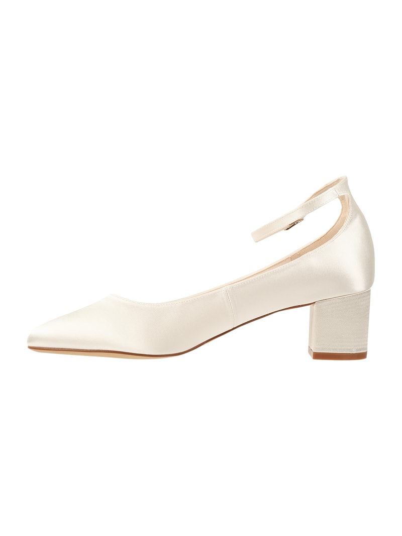 Pumps aus Satin mit Fesselriemen in offwhite