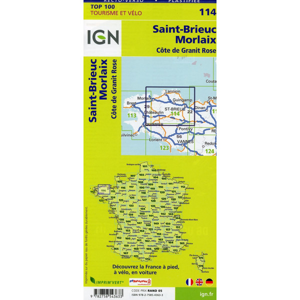 Saint-Brieuc Morlaix 1:100 000 - Straßenkarte
