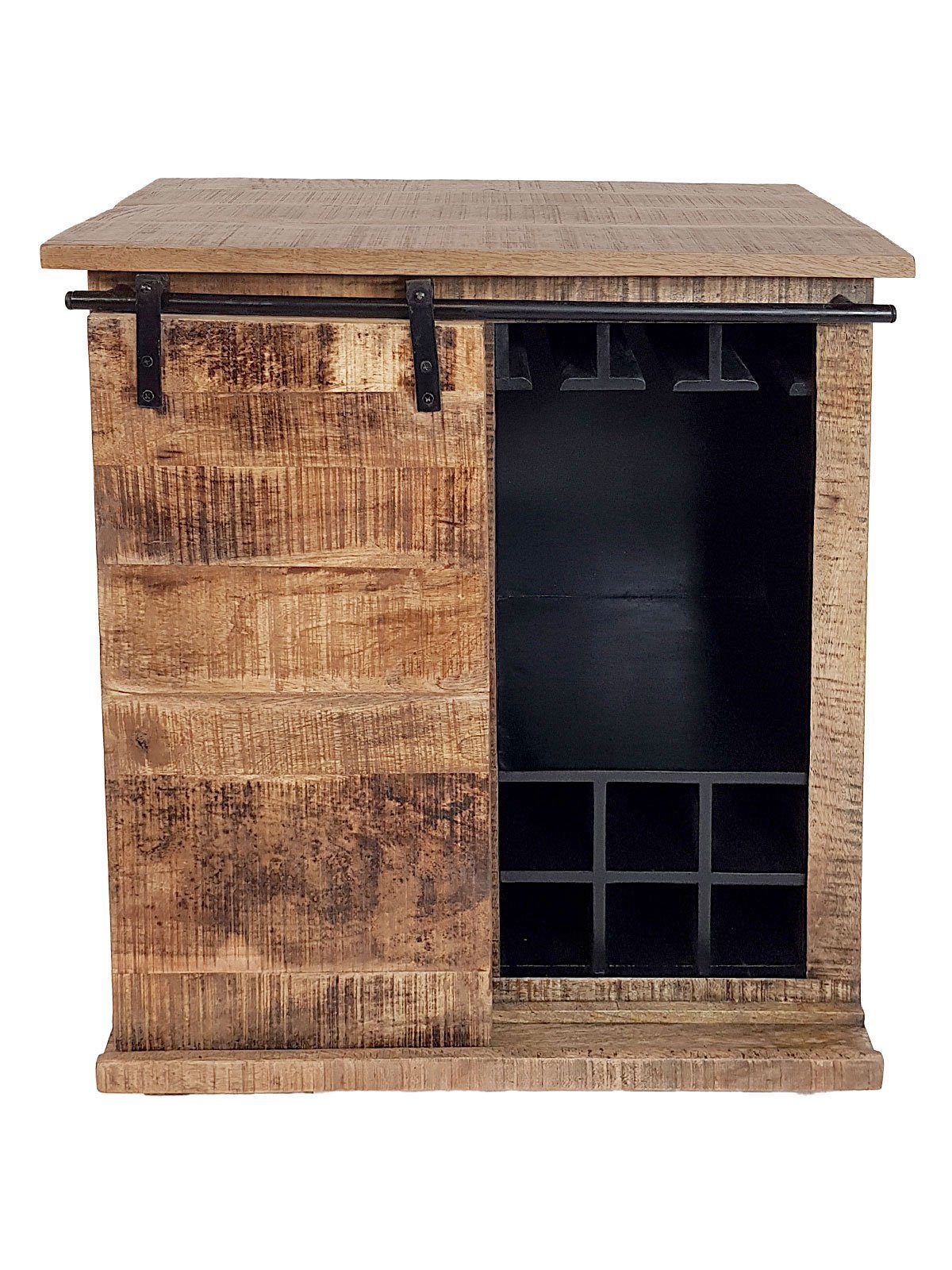 Minara Barschrank Barschrank B 72 H 80 cm Weinregal Wein Schrank Hausbar Weinbar massiv