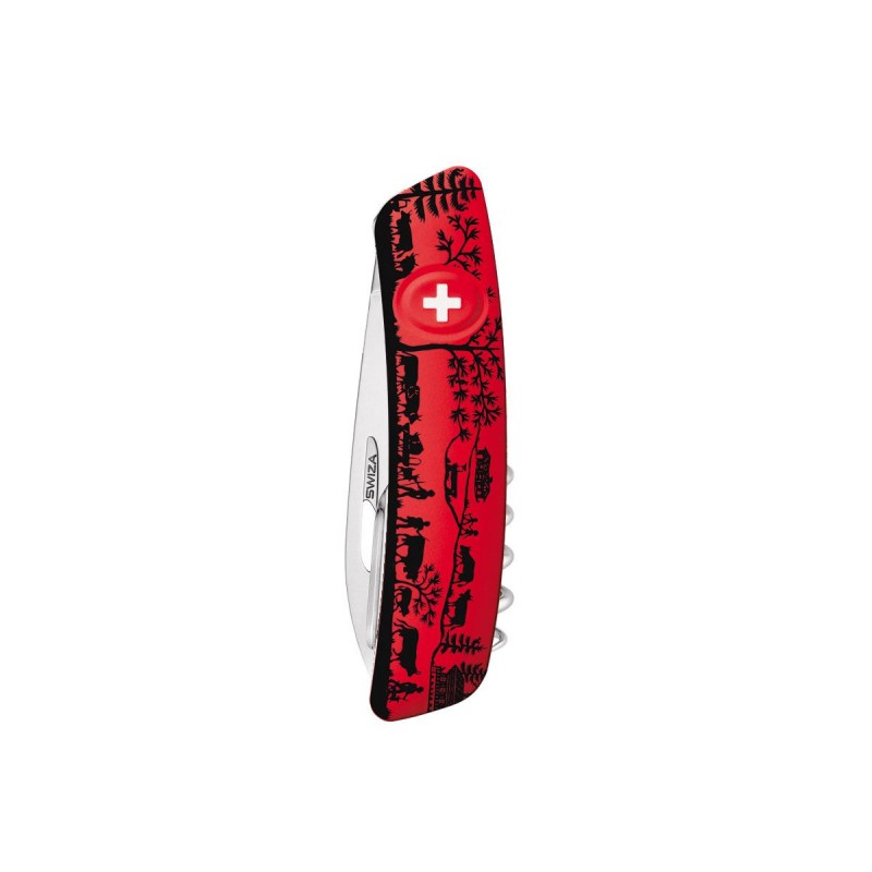 Schweizer Messer, Swiza D03 Heidiland Rot, mit 11 Mehrfarbenfunktionen, Made in Swiss.