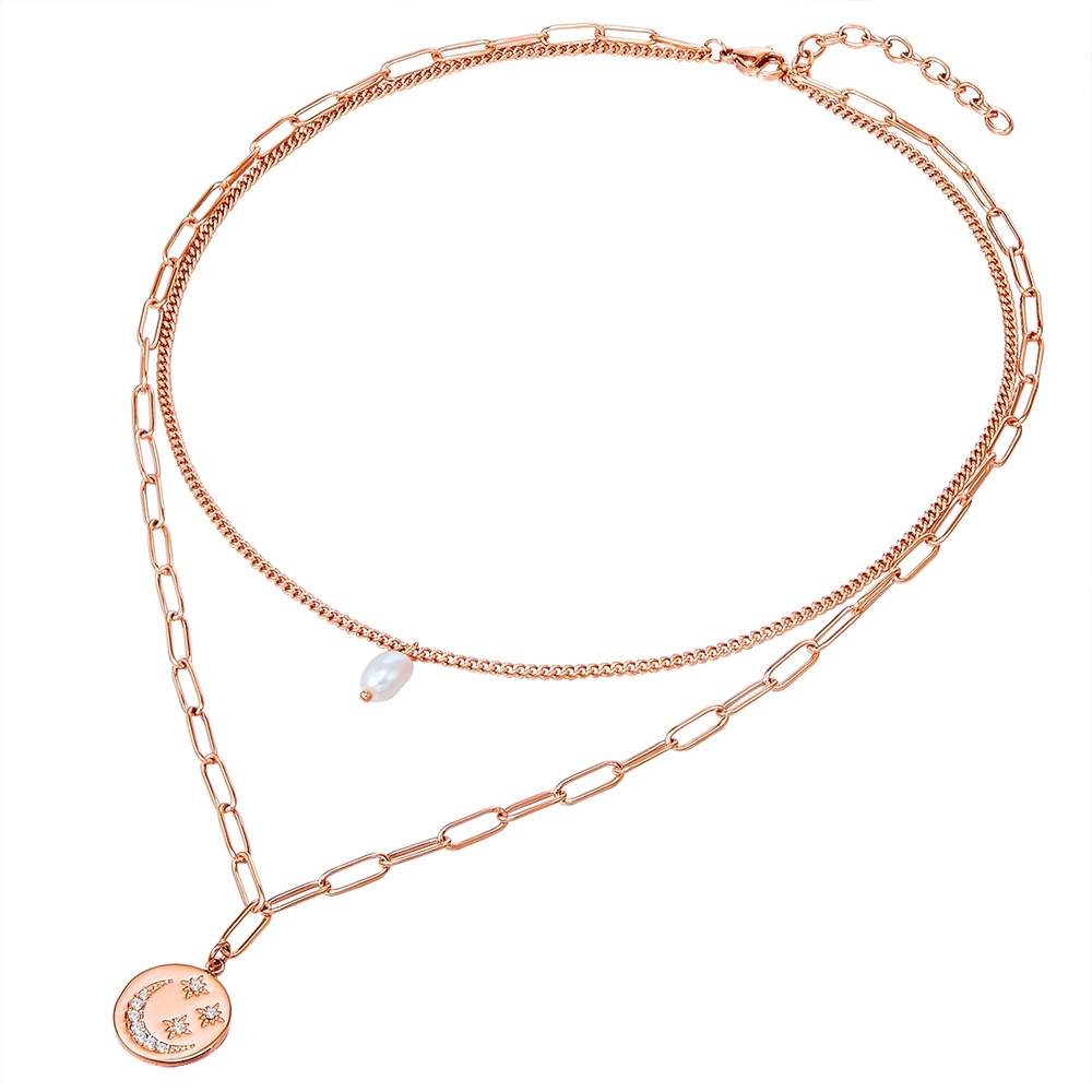 Valero Pearls Collier en acier inoxydé Acier inoxydable Preciosa Perle de culture d'eau douce e collier
