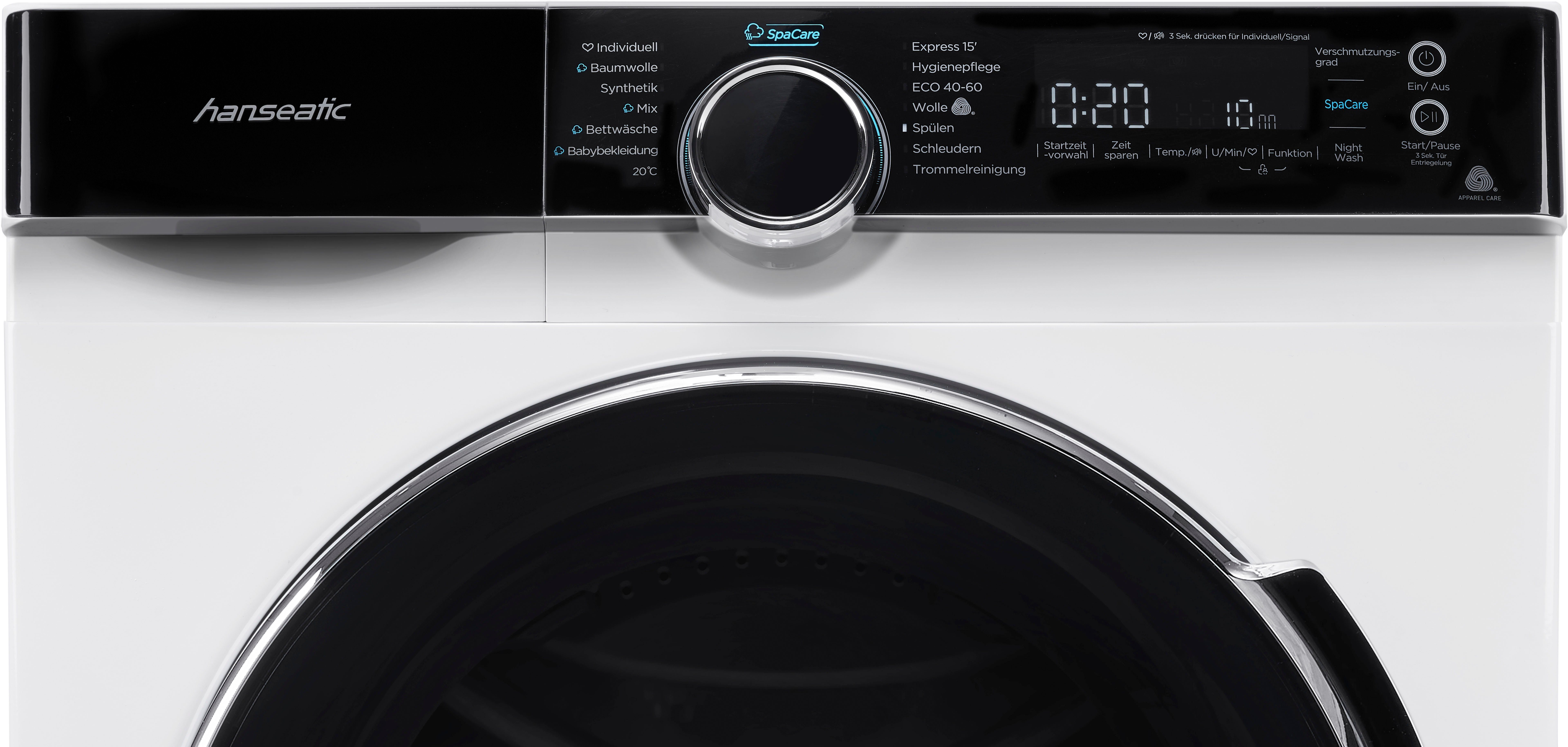 Hanseatic Waschmaschine HWMK814A, 8 kg, 1400 U/min, Mengenautomatik, Nachtwaschprogramm, Überlaufschutz, Dampfoption