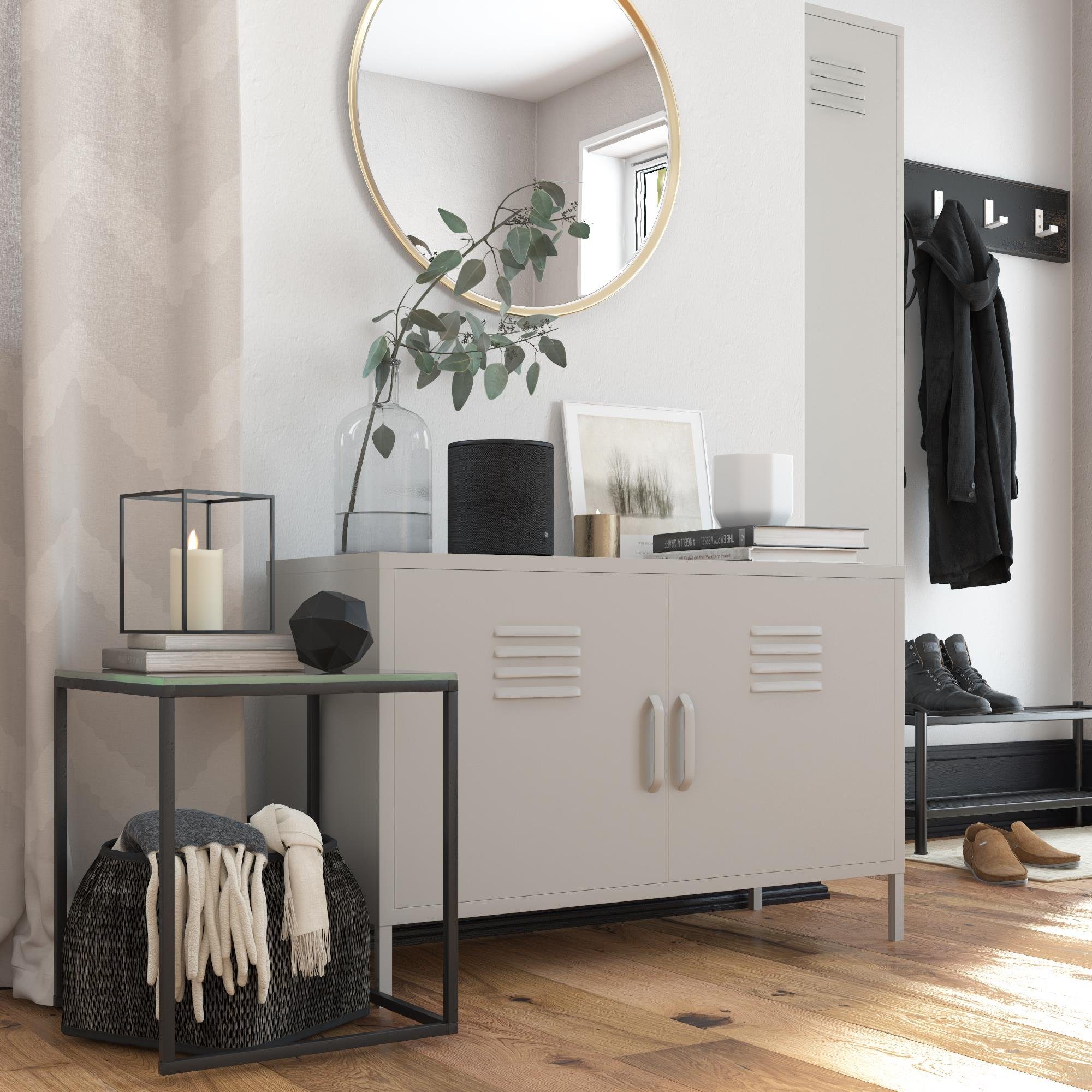 loft24 Sideboard Bradford, Anrichte, Spint Schrank, 2 Türen, Metall, Retro Look, Breite 100 cm