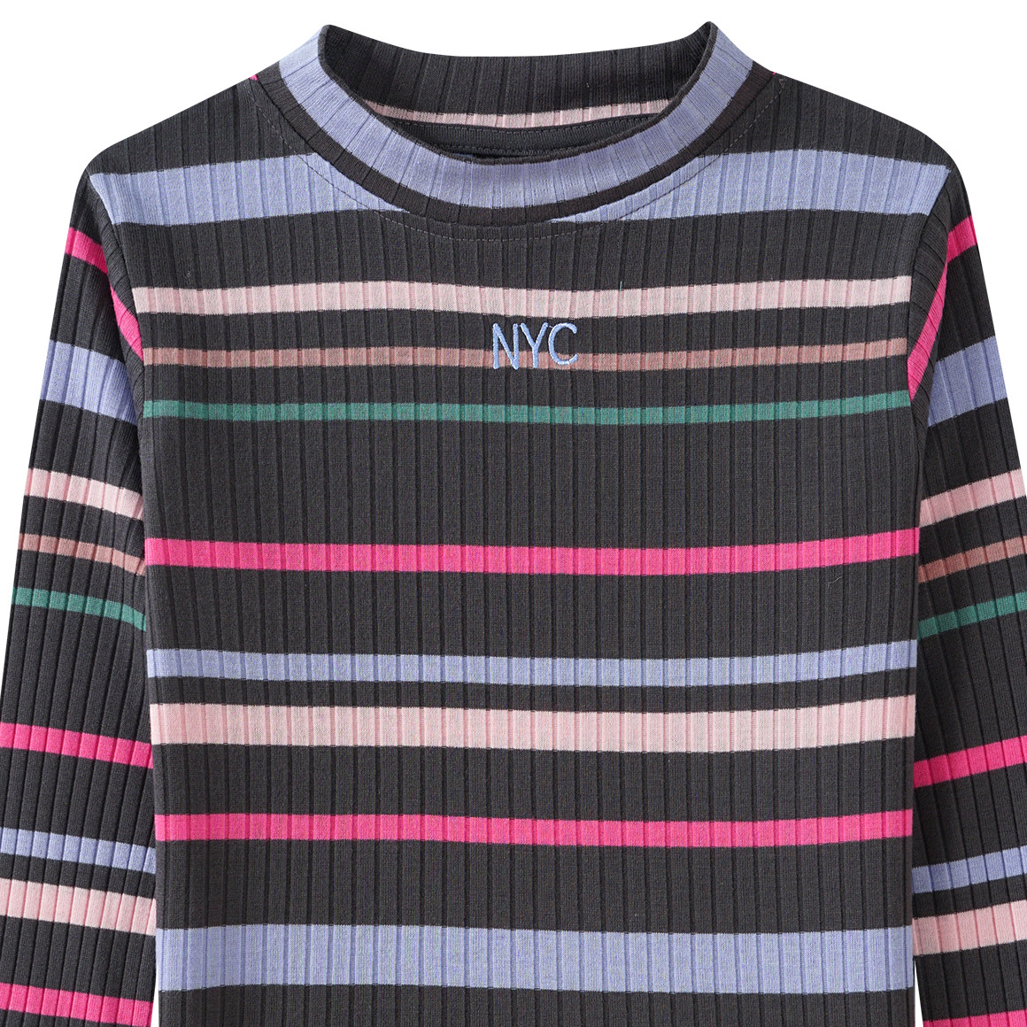 Mädchen Langarmshirt mit Rippstruktur