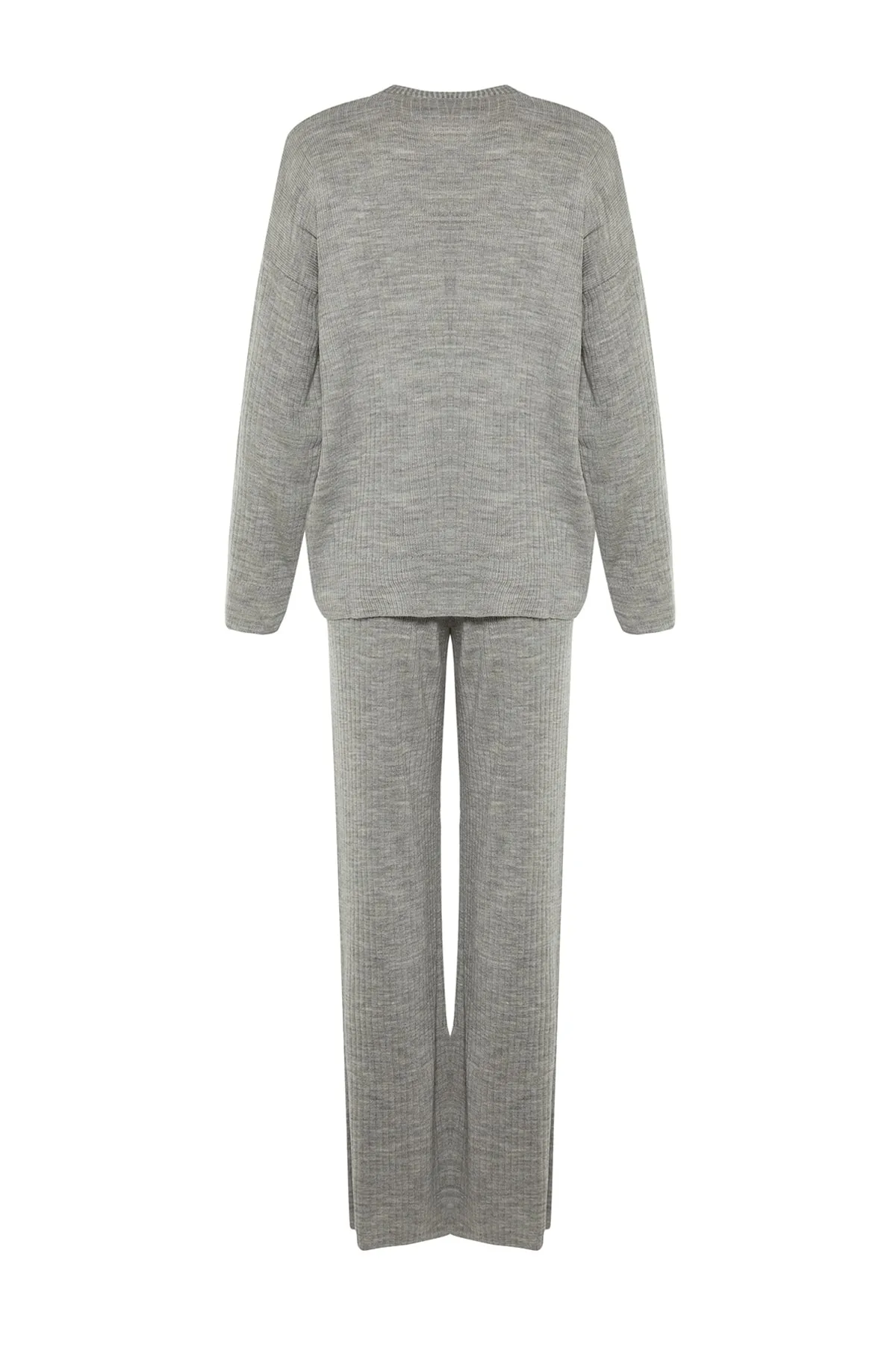 Trendyol Collection  Graues Strickoberteil- und -unterteil-Set mit Rundhalsausschnitt TWOSS20AU0084