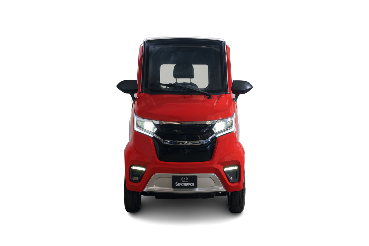 Stormborn X8 – 2 kW, Blei-Gel-Akku, 45 oder 25 km/h rot-weiß - Elektrokabinenroller