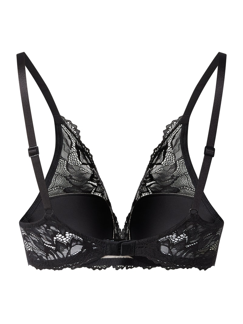 Bralette aus floraler Spitze - wattiert in schwarz