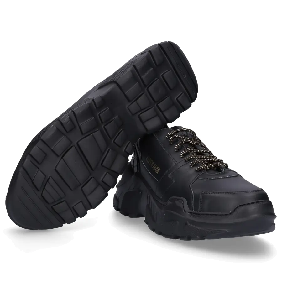 Hide & Jack - Sneaker low SPEEDBUMP Kalbsleder Logo schwarz - schwarz